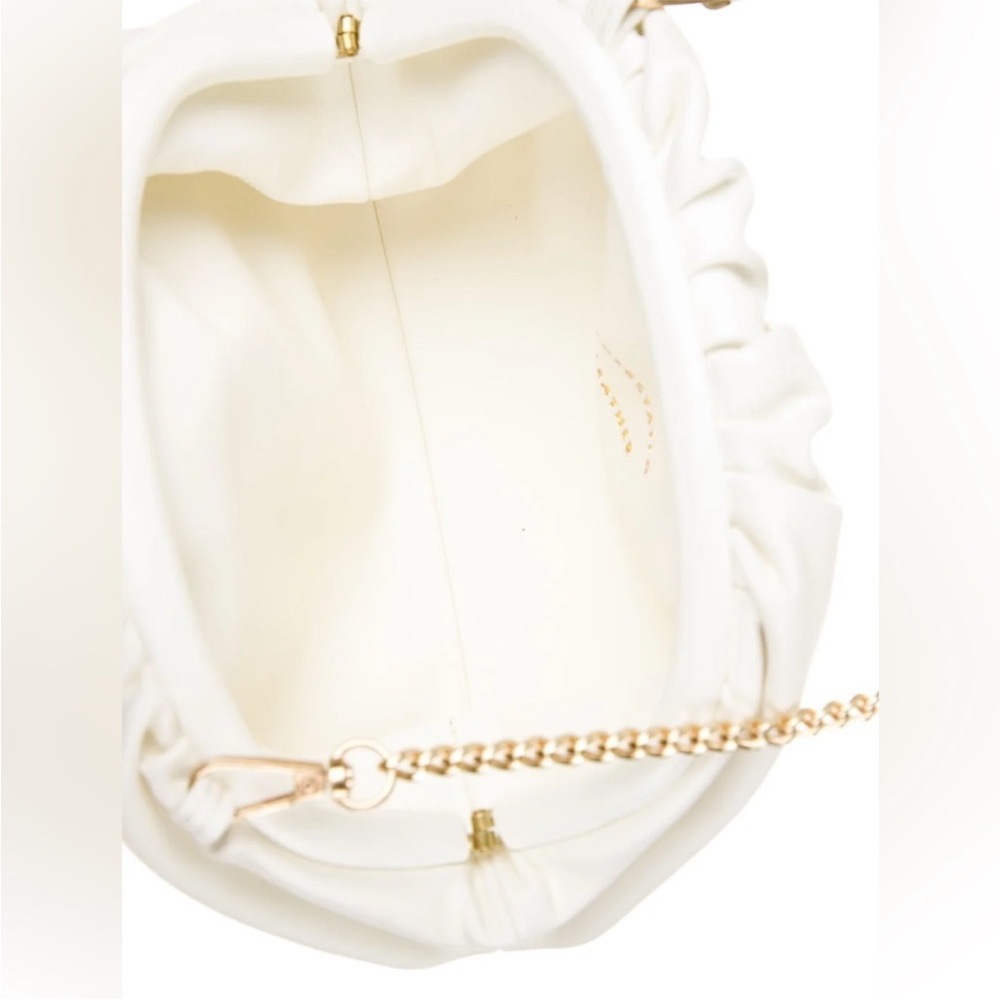 New Understated Leather clamshell clutch  Vegan Leather handbag/Crossbody ivory - Picture 13 of 16